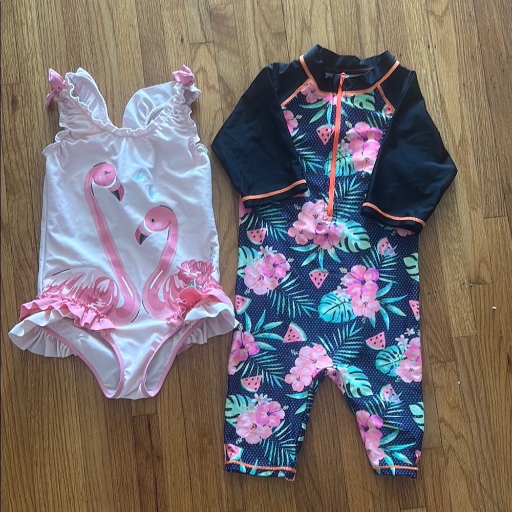 Floral and Flamingo Kids One Piece Set